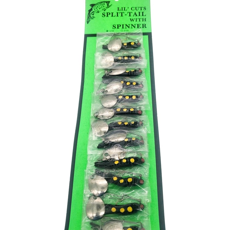 Better Baits Lil Cuts Split Tails W/ Spinner Card Of 12 (Vintage)