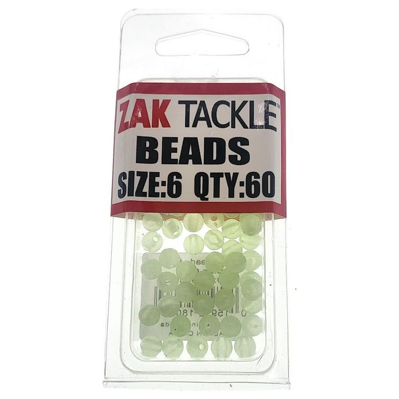 Zak Tackle Beads Sz 6 Qty 60|Glow|Chartreuse