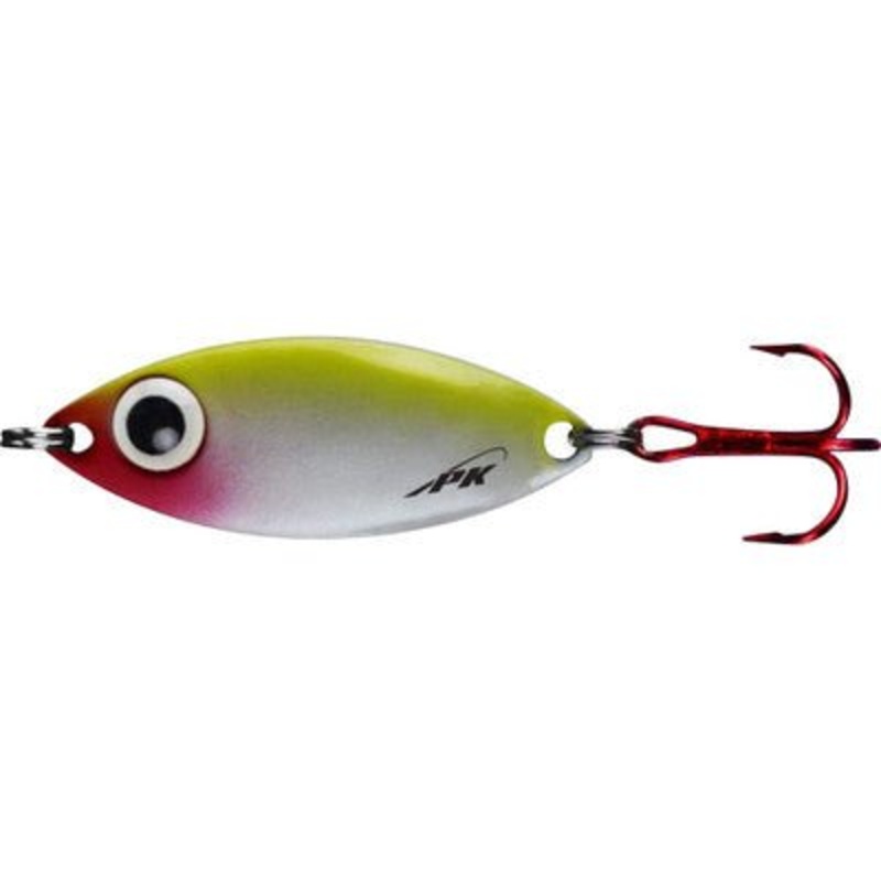PK Lures PK Spoon|Pearl Chartreuse Glow|Gold|Red Glow|Nickel Plate|1/8 Oz|1/4 Oz|3/8 Oz