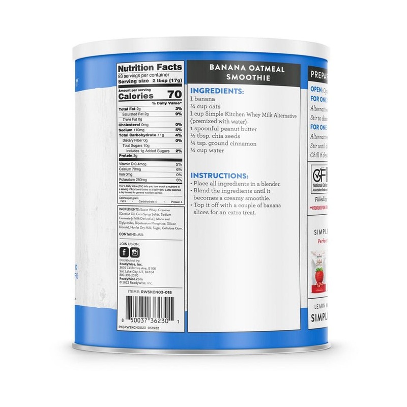 Simple Kitchen Whey Milk Alternative – 93 Serving Can