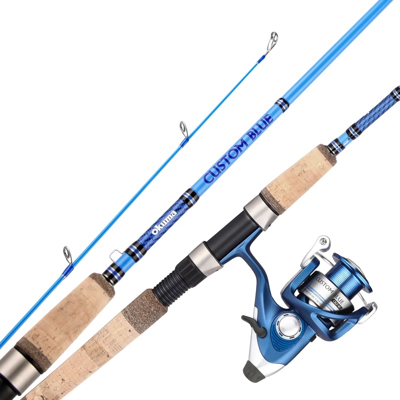 Okuma CBL-S-702MH-55 Custom Blue Bait Feeder Spin Combo 7′ 2pc MH Sz 55 Reel