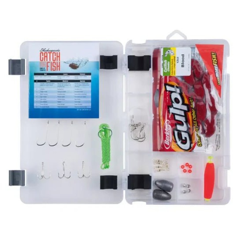 Shakespeare Catch More Fish Catfish Spincast Combo, w Tackle Box/Tackle 7′ 2pc med/Hvy rod