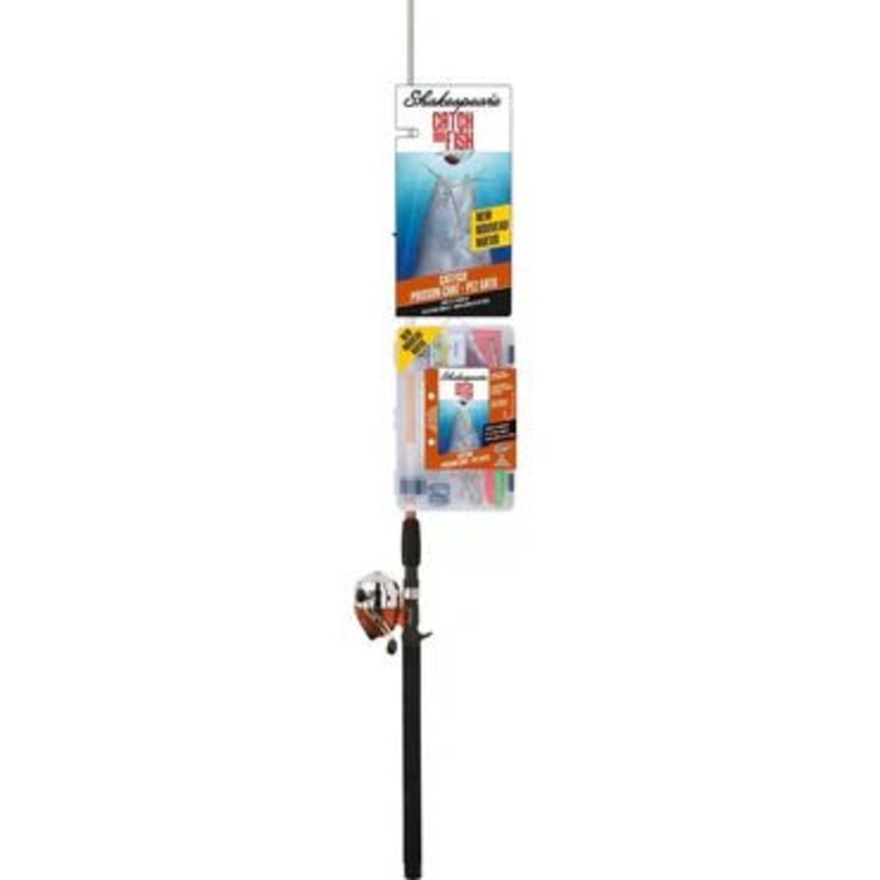 Shakespeare Catch More Fish Catfish Spincast Combo, w Tackle Box/Tackle 7′ 2pc med/Hvy rod