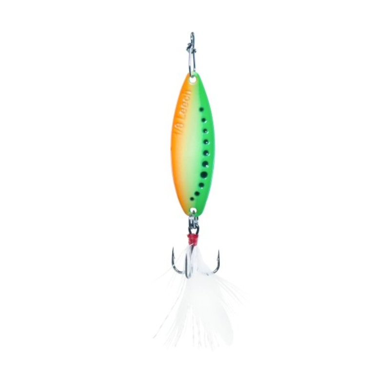 Clam Leech Flutter Spoon 1/8 Oz Glow Chartreuse/Purple