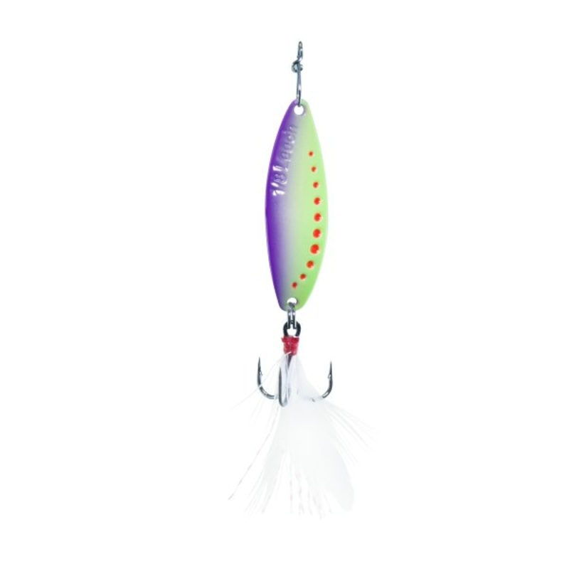 Clam Leech Flutter Spoon 1/8 Oz Glow Chartreuse/Purple
