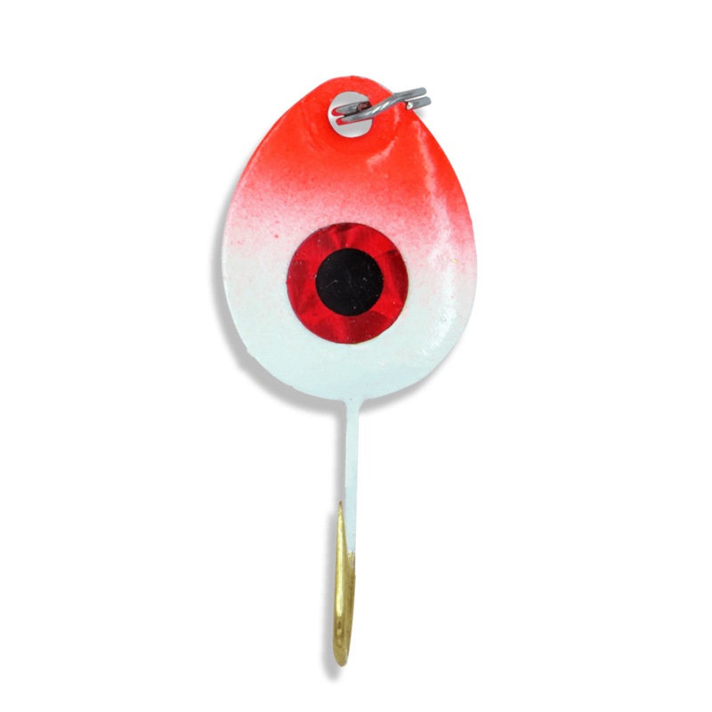 JB Lures Gem-N-Eye #8 Qty 2|Neon Red Gold Back|Red Glow Gold Back