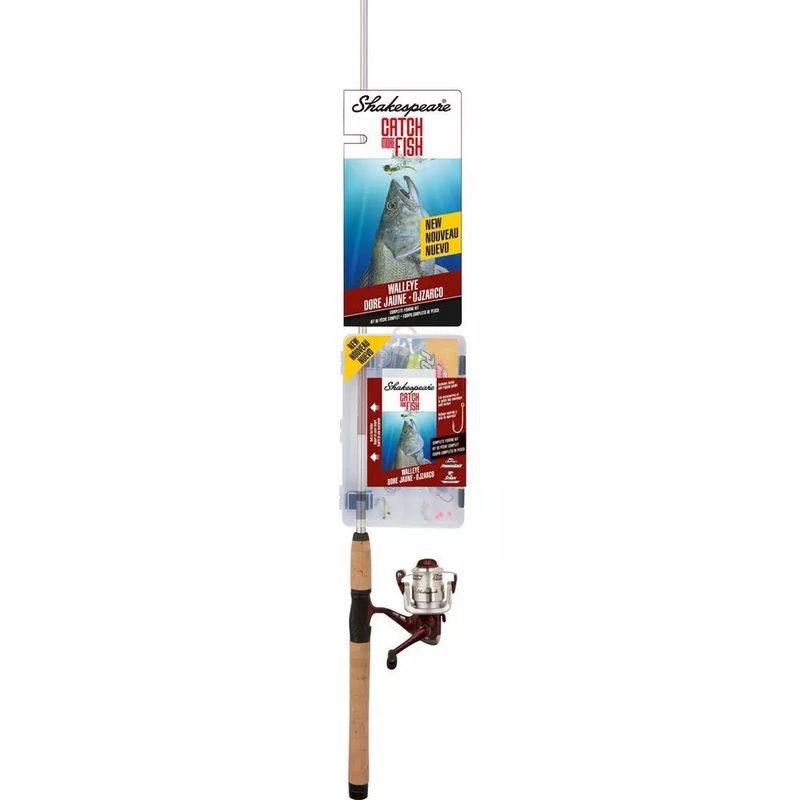 Shakespeare Catch More Fish Walleye Medium Spinning Rod W/Tackle Box 6’6 2-Pc