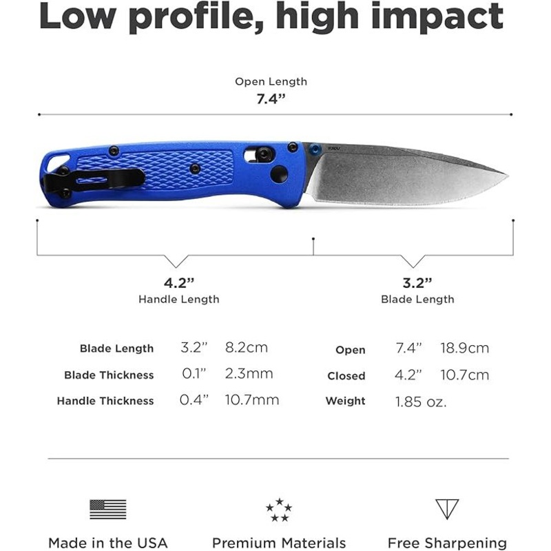 Benchmade BM535 535 Bugout Axis – Non Serrated – Blue Handle
