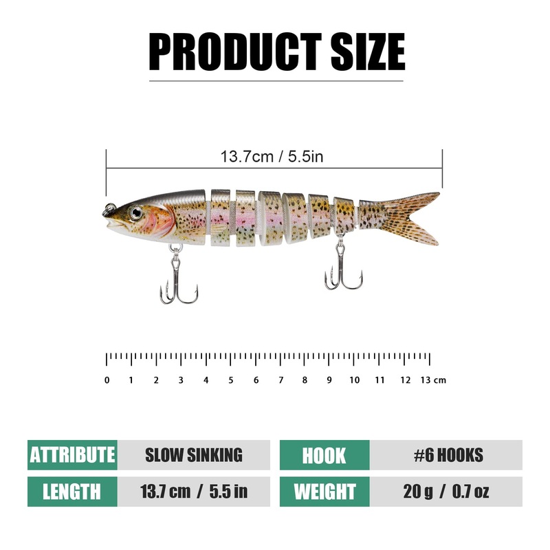 Colorful Multi-jointed Swimbaits – Slow Sinking Bionic Swimming Lures (Set of 3)