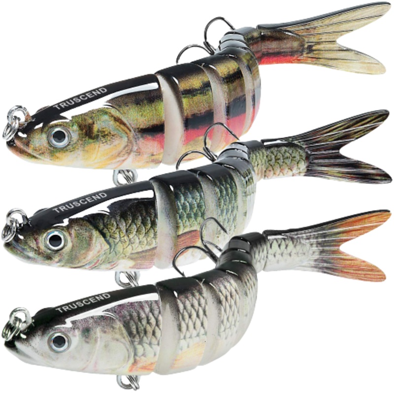 Natural Look Multi-jointed Swimbaits – Slow Sinking Bionic Swimming Lures (Set of 3)