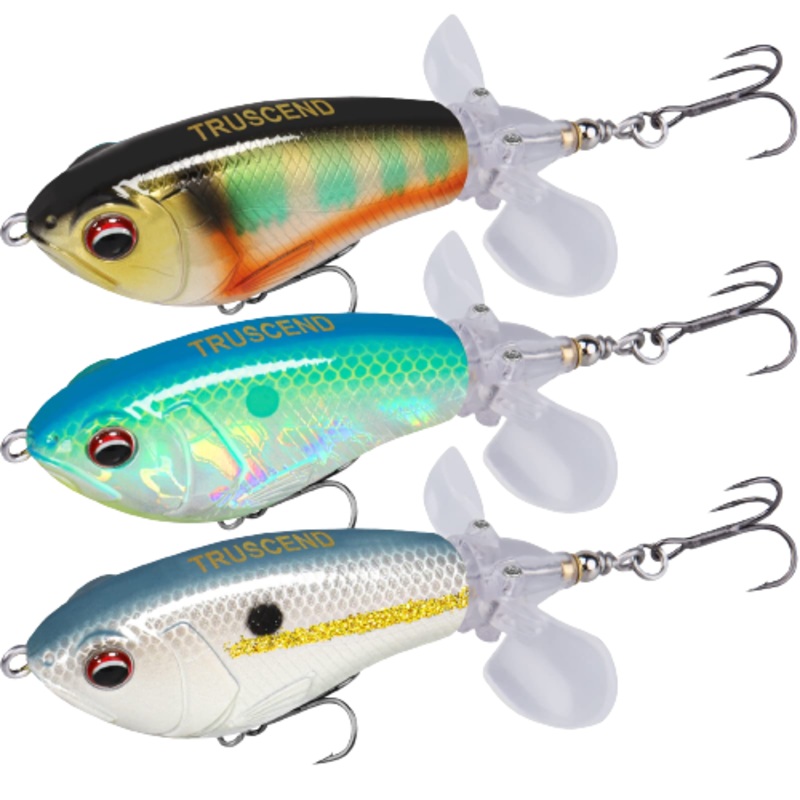 Plopper Fishing Lure with Propeller Tail – Hard Lure With BKK Hooks (Set of 3)