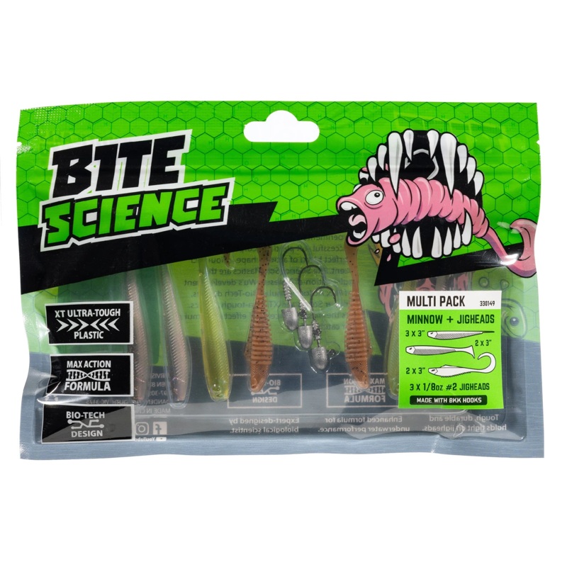 Bite Science Multi Pack Minnow Soft Plastic Lures & Jigheads