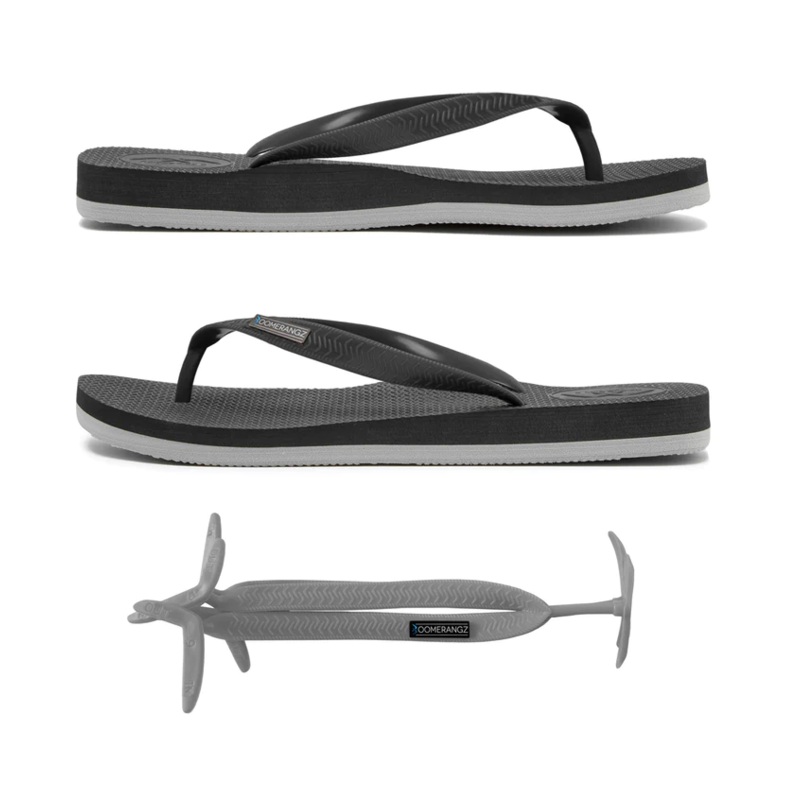Boomerangz Regular Mens Thongs Black/grey + (grey Straps)