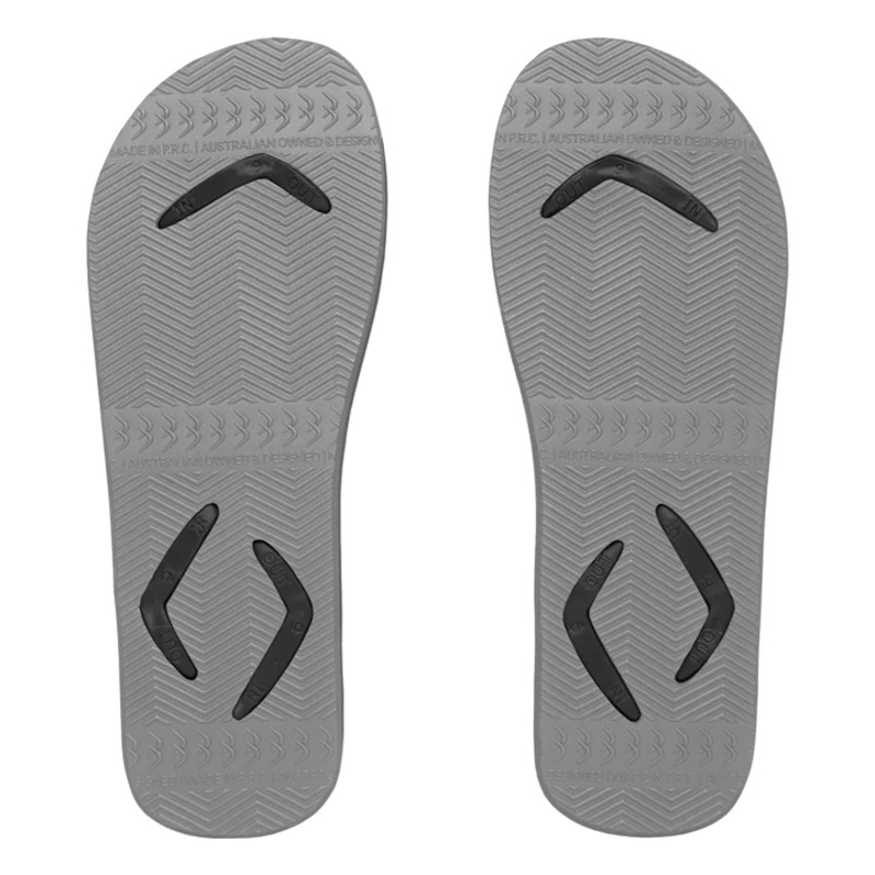 Boomerangz Regular Mens Thongs Black/grey + (red Straps)