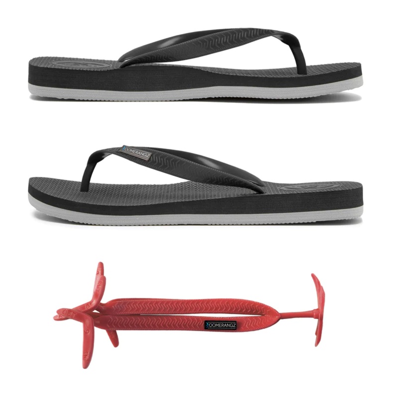 Boomerangz Regular Mens Thongs Black/grey + (red Straps)