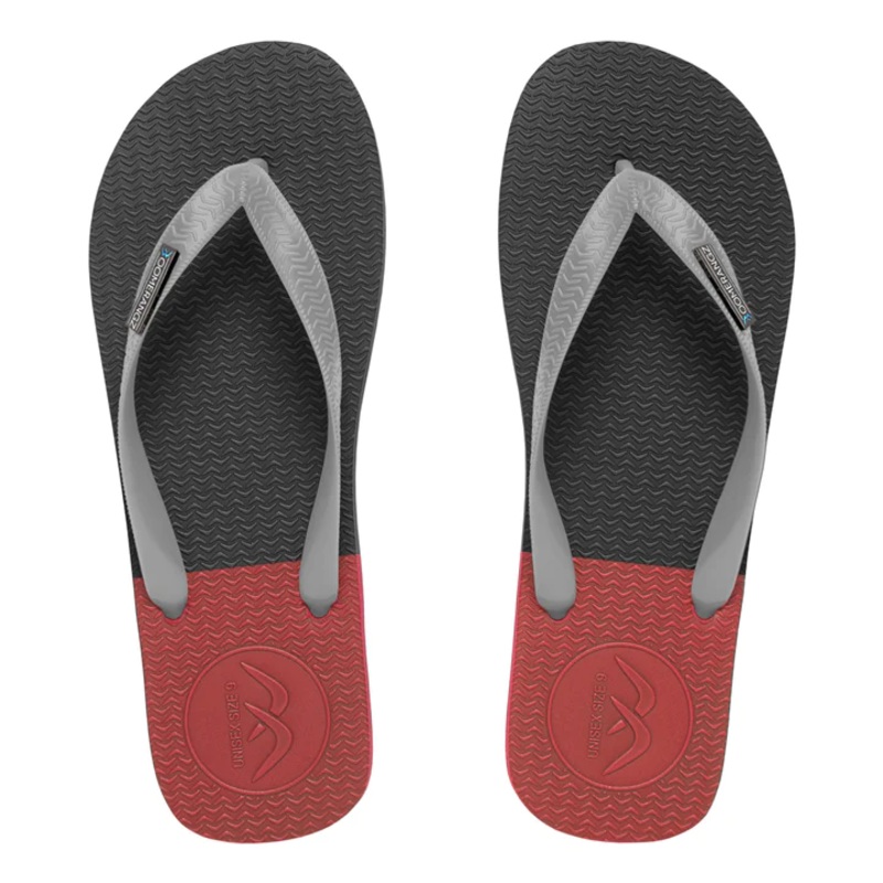 Boomerangz Regular Mens Thongs Black/grey/red + (white Straps)