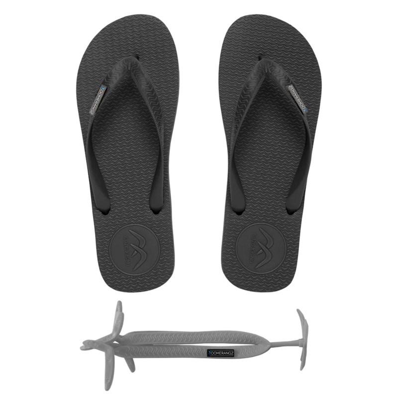 Boomerangz Regular Mens Thongs Black + (grey Straps)