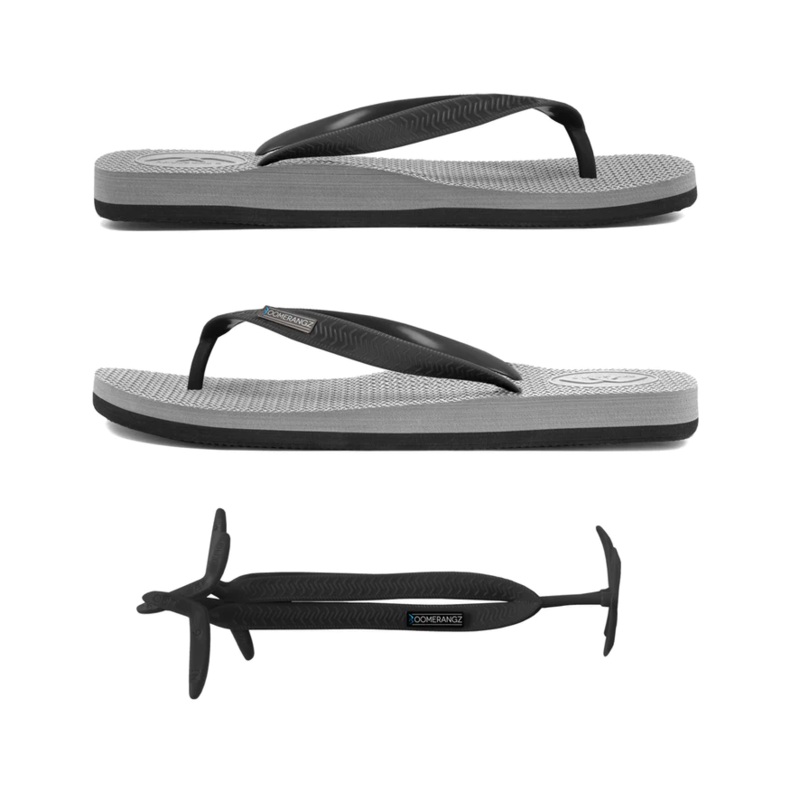 Boomerangz Regular Mens Thongs Grey/black + (black Straps)