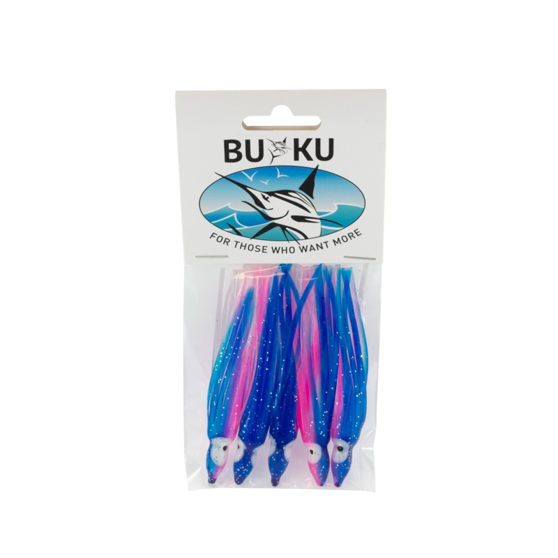 Buku Octopus 5.5 Skirted Lure|BLUE/PINK|GREEN GLOW|GREEN RED GLOW|PINK GLOW|REDHEAD WHITE|WHITE