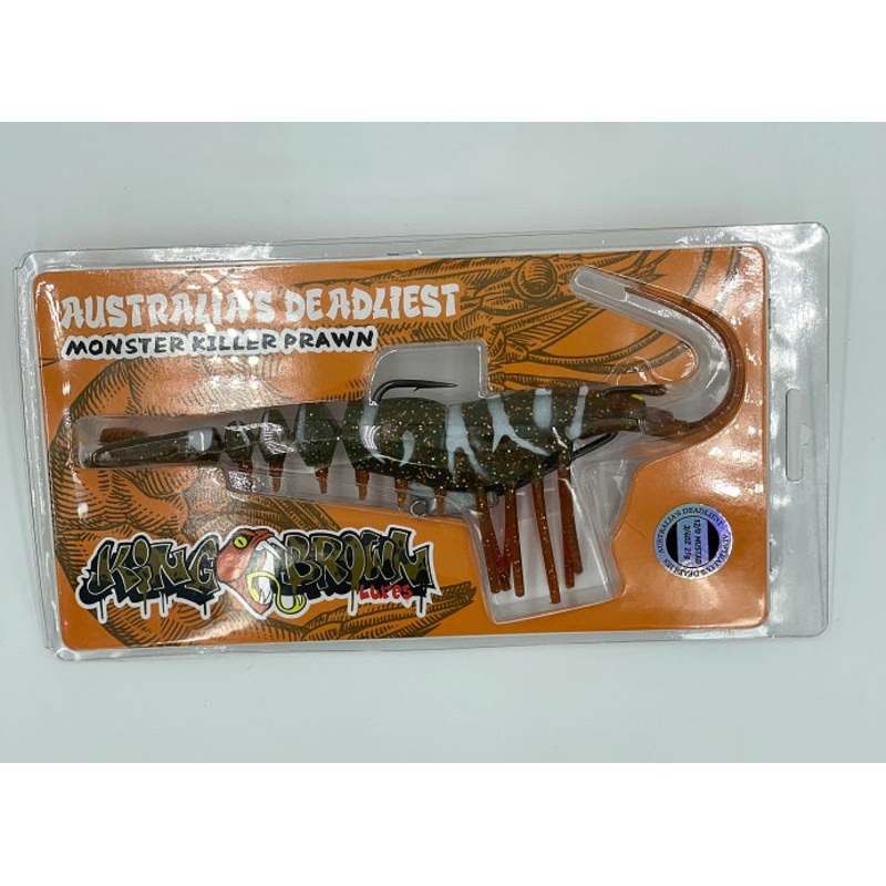 King Brown Killer Prawn 8 Pre-rigged Weedless 12/0 3/4oz Soft Plastic Lure >