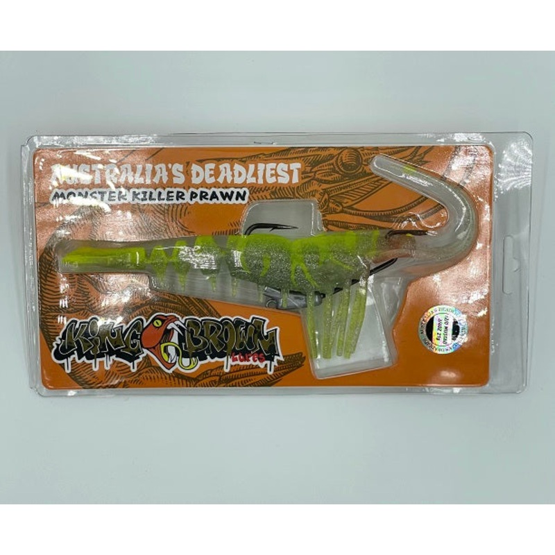 King Brown Killer Prawn 8 Pre-rigged Weedless 12/0 3/4oz Soft Plastic Lure >