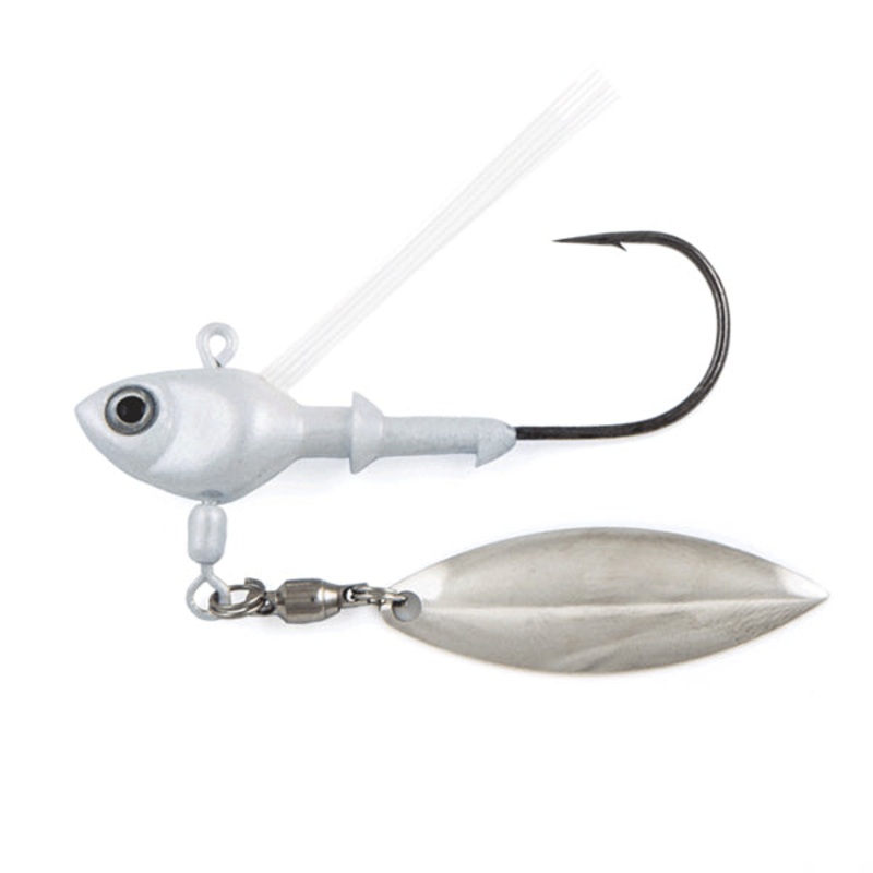 Weedless Fish Head Spin|1/4 oz|3/8 oz|1/2 oz|Albino|Pearl White|Raw Shad|Sexy Shad|Smokin Shad