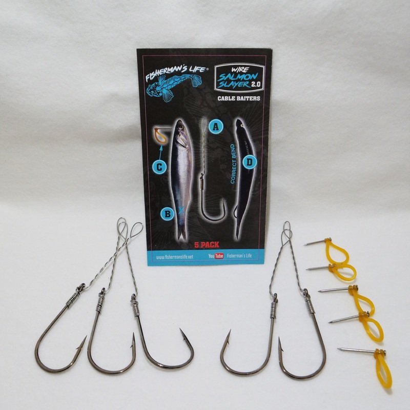 Fisherman’s Life Cable Baiters 5/0 Wide Gap Hooks For Salmon Fishing
