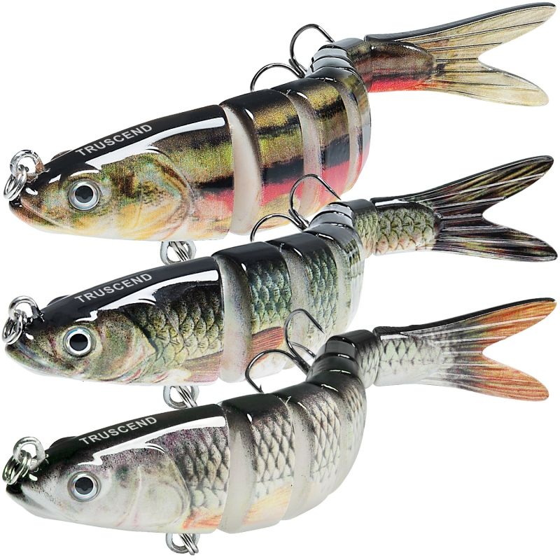 TRUSCEND Fishing Lures for Bass Trout Multi Jointed Swimbaits Lifelike Fishing Lures Kit